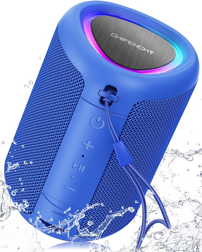 Portable Bluetooth Speaker Beach Vacation Essentials: Powerful Crystal Clear Sound/Dynamic Light/IPX5 Waterproof/All Day Playtime/BT 5.3/TWS Paring, Small Wireless Speaker for Outdoor|Travel|Camping