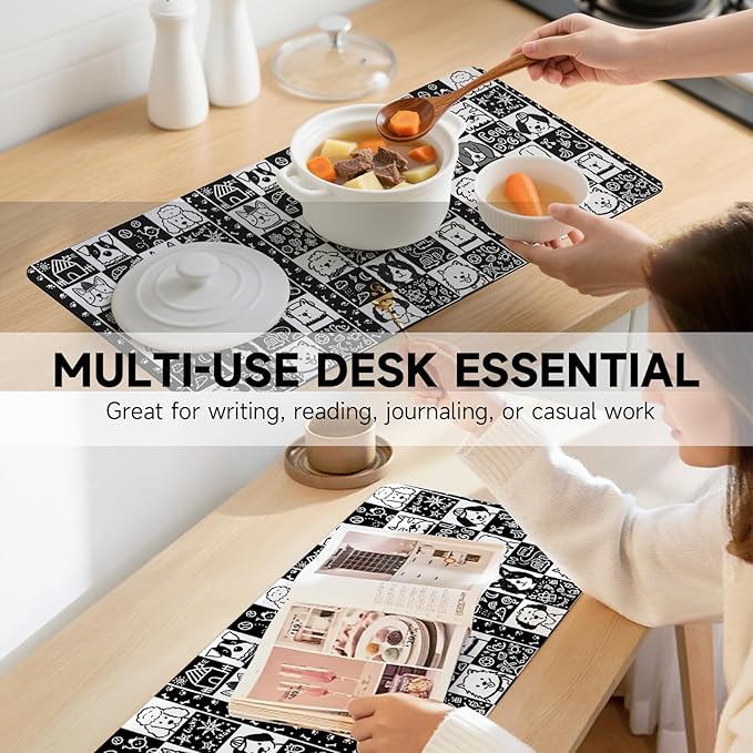 AUPET Leather Desk Pad Blotter Mat, Large Mouse Pad, Non-Slip Waterproof Desk Writing Pad Protector, Desk Decor for Office，Home，Gaming (Cool Dogs, 35.4X15.7 inch)