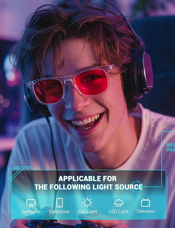 TIJN Sleep Glasses Blue Light Blocking Square Eyeglasses Dual AR Coatings for Computer Gaming Screen Fatigue & UV Protection