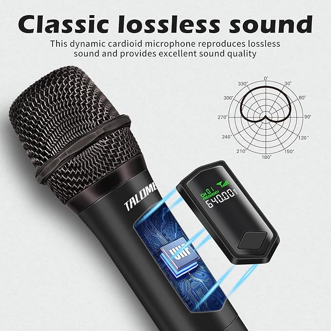 Wireless Microphones, Professional Dual Karaoke Microphone for Singing, Handheld Cordless Dynamic Mic System with Rechargeable Receiver(160 Ft) for Wedding, DJ, Speech, Church, Party, K602-BW