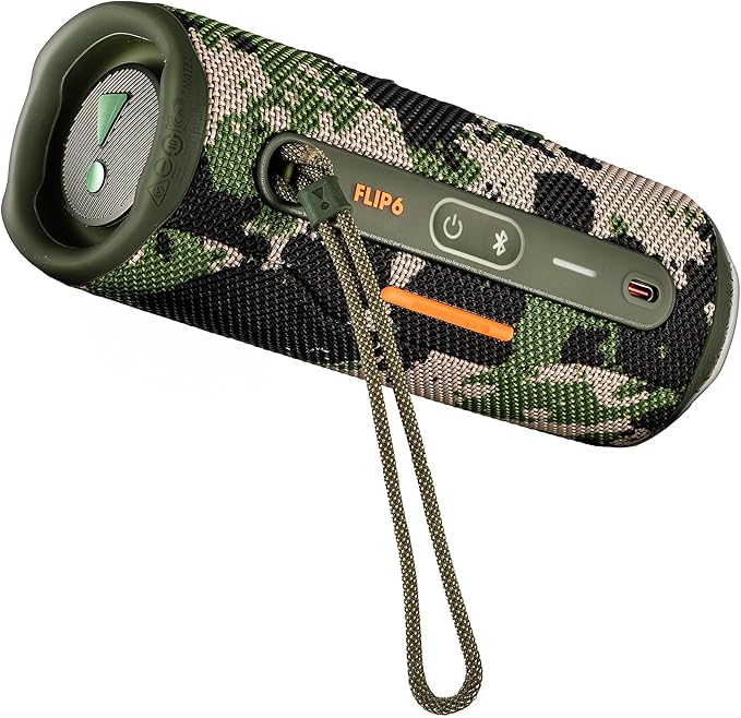 JBL Flip 6 Portable Wireless Speaker | Deep Bass Sound, IP67 Waterproof Rating | Bluetooth Audio for Outdoor, Travel, Beach, Hiking, and Home Use (Squad) with Travel Case + Microfiber Cloth