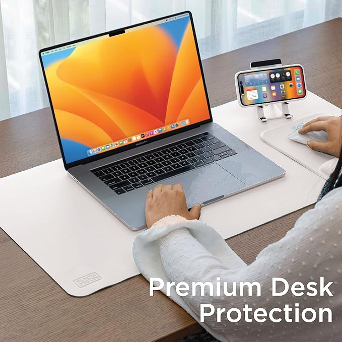 Black+Decker Faux Leather Desk Mat for Keyboard and Mouse - Protective Office Decor - Gaming, Work from Home, Desk Pad Mat