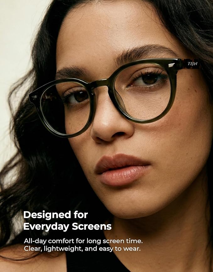 TIJN Blue Light Blocking Glasses Men Women Vintage Thick Round Rim Frame Eyeglasses
