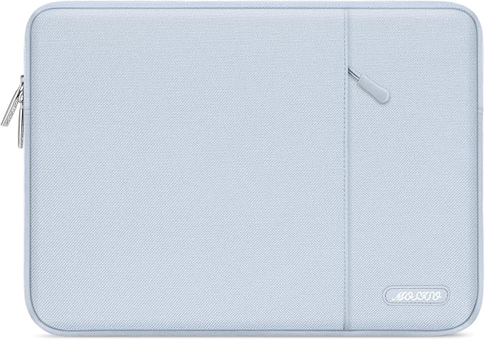 MOSISO Laptop Case 16 inch, 15-15.6 inch Laptop Sleeve Compatible with MacBook Pro 16 M5 M4 M3 M2 M1, HP Acer Dell Lenovo ASUS, Polyester Vertical Computer Sleeve Bag with Pocket, Baby Blue