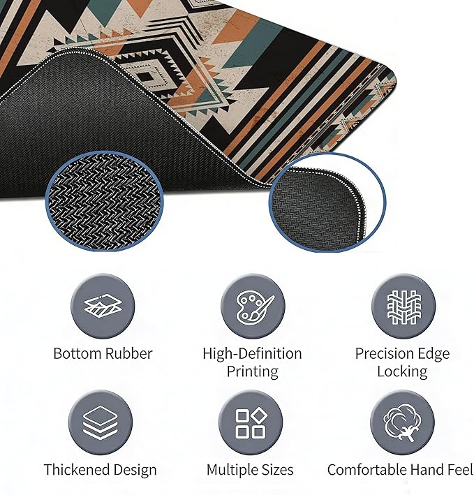 Western Desk Accessories Rug Western Mouse Pad, Vintage Aztec Rug Desk Mat for Women, Retro Native American Stuff Large Mouse Pads for Desk Cowboys XL Gaming Mats for Men 31.5x11.8