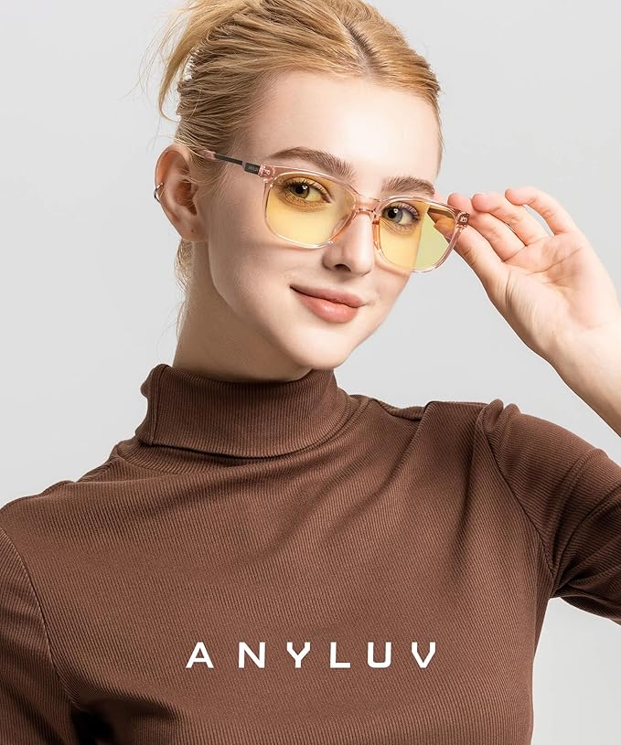 ANYLUV Blue Light Glasses for Men, Lightweight Computer Gaming Glasses, Stylish Anti Eyestrain Blue Light Blocking Men