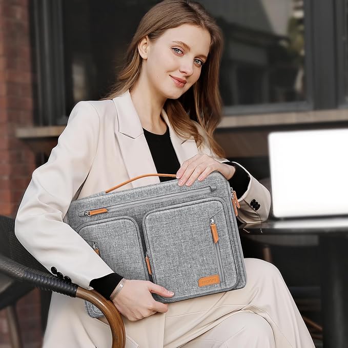 MOSISO 360 Protective Laptop Case 13.3 inch, 13-13.3 inch Laptop Sleeve Compatible with MacBook Air/Pro 13/Pro 14, HP Dell Acer, Side Open Carrying Computer Bag with 5 Accessory Pockets&Belt, Gray
