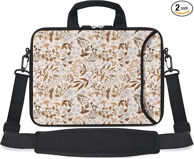 RICHEN 14 15 15.4 15.6 inch Laptop Shoulder Bag Messenger Bag Notebook Handle Sleeve Neoprene Carrying Case with Accessories Pocket (14-15.6 inch, Sicilian Flowers)