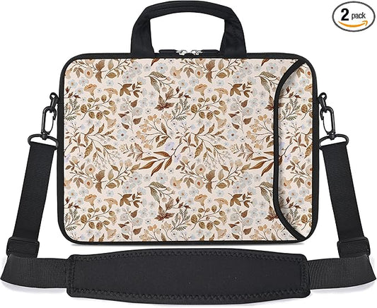 RICHEN 14 15 15.4 15.6 inch Laptop Shoulder Bag Messenger Bag Notebook Handle Sleeve Neoprene Carrying Case with Accessories Pocket (14-15.6 inch, Sicilian Flowers)