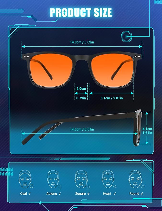 TIJN Sleep Glasses Blue Light Blocking Square Eyeglasses Dual AR Coatings for Computer Gaming Screen Fatigue & UV Protection
