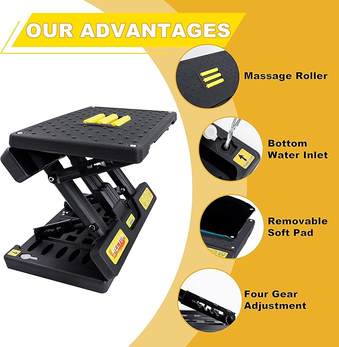 Foot Rest for Under Desk at Work,Height Adjustable Footrest,with Massage Roller and Thick Cushion,Ergonomic Foot Rest,for Car,Office,Computer,Gaming,Adjustable Metal Frame,All-Season Use