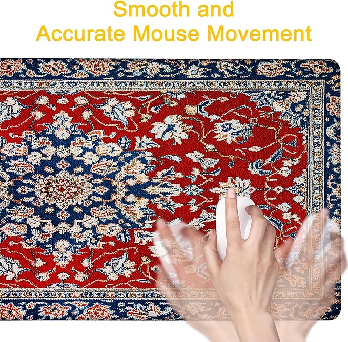 Desk Pad Boho Floral Desk Mat for Keyboard and Mouse, Large XXL Gaming Mouse Pad with Stitched Edges for Work Game Office, 35.43 x 15.75 in