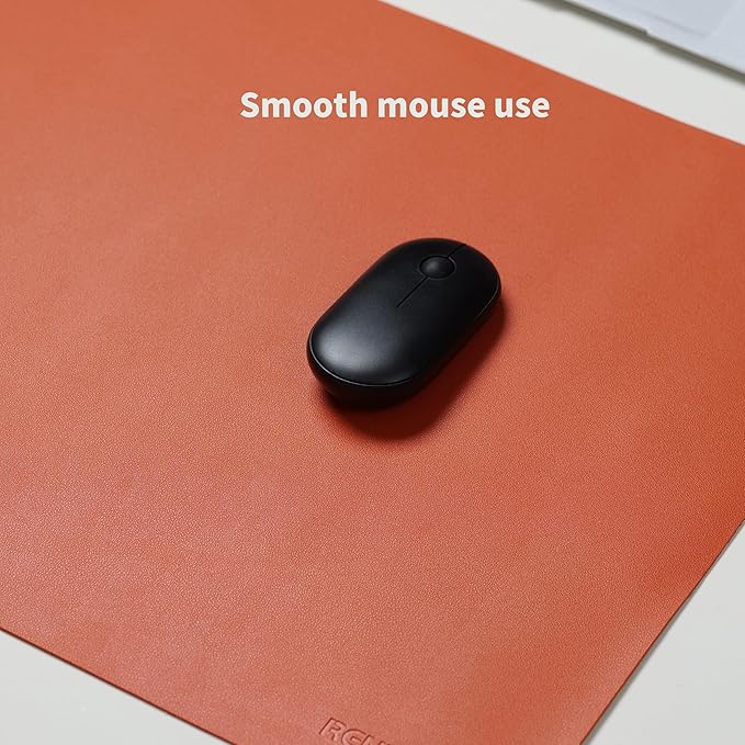 RENMTURE PU Mouse Pad, Faux Leather Large Desk Pad, Home Work Office Accessories, Non-Slip Desk Mat, Waterproof Gaming Pad Desk Blotter (36"x17", Orange)