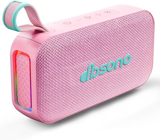 Bluetooth Speaker Stereo 20W Loud Sound: 30H Playtime, IPX5 Water Resistant, Portable Wireless Speakers, Powerful Bass, Lightshow, Birthday Gifts for Men/Adults/Teens, Beach Vacation Essentials, Pink
