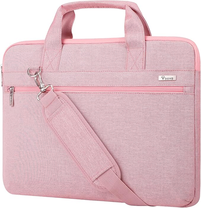 Voova Laptop Bag 15.6 Inch, 360° Protective Computer Case Sleeve Compatible with MacBook Air 15, MacBook Pro 15/16, 15-16” Lenovo Asus Acer Dell Hp, Waterproof Slim Briefcase for Women, Pink