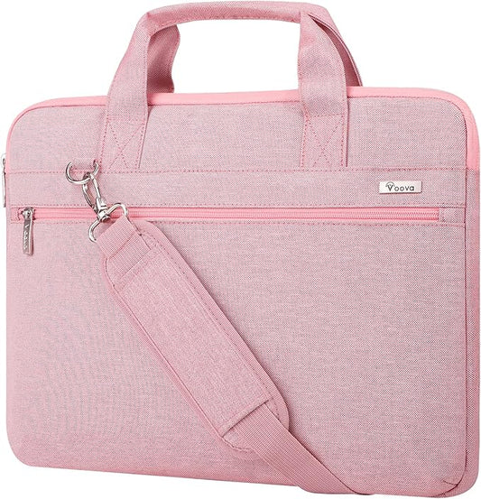 Voova Laptop Bag 15.6 Inch, 360° Protective Computer Case Sleeve Compatible with MacBook Air 15, MacBook Pro 15/16, 15-16” Lenovo Asus Acer Dell Hp, Waterproof Slim Briefcase for Women, Pink