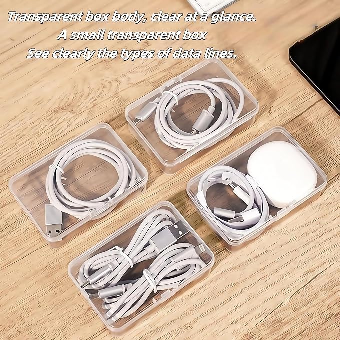 7 Box Cable Organizer Storage Box, Desktop Cable Management with Switch, Power Cord Organizer for Office,Home,Desk Accessories Storage Stationery Supplies and Accessories???Clear - Image 7