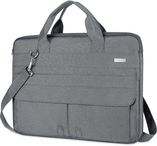 LANDICI Laptop Bag Case 17 17.3 inch, Waterproof Computer Sleeve Cover Compatible with MacBook 17, 17-18 inch HP Acer Dell Lenovo ASUS Laptop, Slim Briefcase with Shoulder Strap, Grey