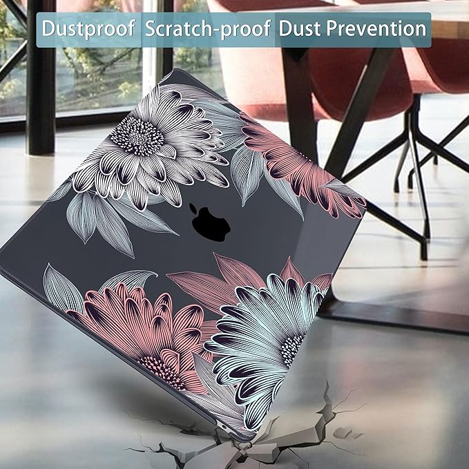 Mektron Case for MacBook Air 13" M1 A2337 A2179 A1932,Blooming Chrysanthemums Hard Cover 2018-2021 Air 13-inch with Touch bar, Designed Protective Shell w/Keyboard Skin Screen Protector Webcam Cover