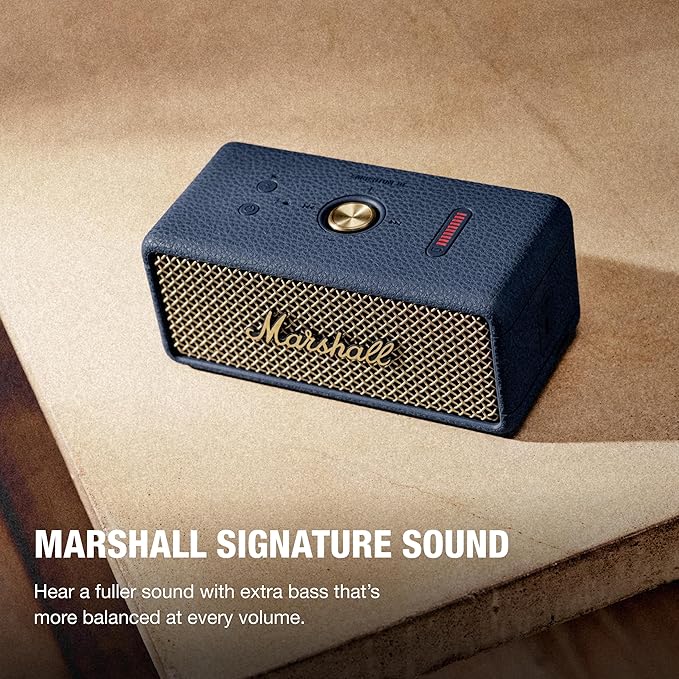Marshall Emberton III Portable Bluetooth Speaker - Rugged Waterproof IP67 Design | Loud Stereo Sound, Deep Bass with 32+ Hr Playtime | Compact and Wireless for Travel and Outdoors - Midnight Blue