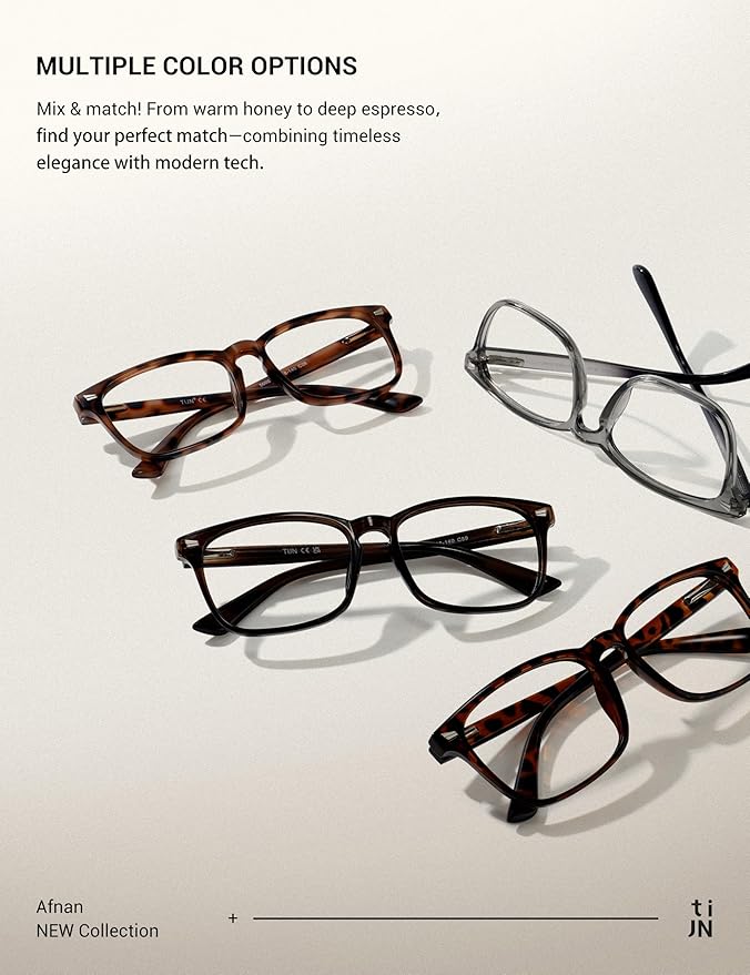 TIJN Blue Light Blocking Glasses for Women Men Square Frame Nerd Eyeglasses Anti Blue Ray Computer Screen Glasses