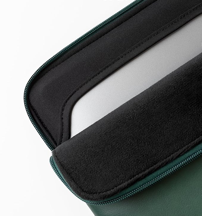 Comfyable Slim Protective Laptop Sleeve Compatible with 13/14 Inch MacBook Air & MacBook Pro M5/M4/M3/M2 Pro/Max 2026, Mac Travel Case, Laptop Pouch, Slim PU Leather Cover, Midnight Green