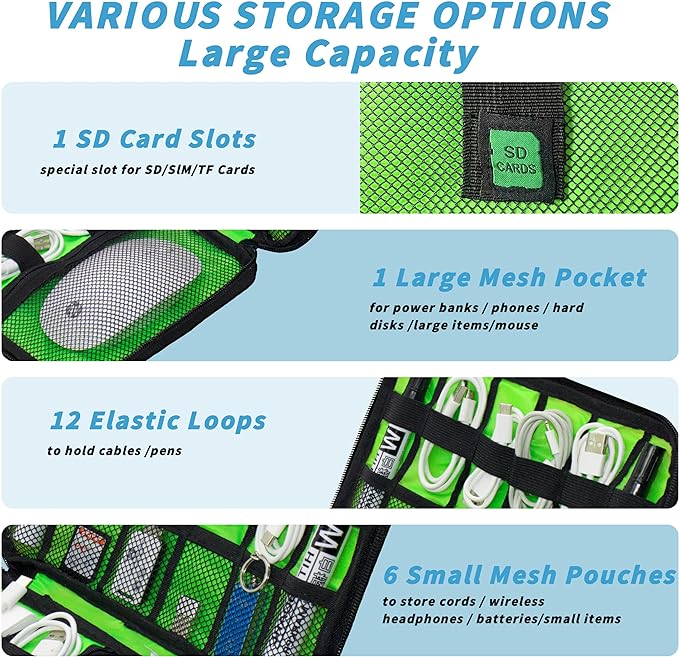 Electronics Organizer,Travel Cord Organizer Pouch, Portable Cable Organizer Bags,Travel Electronic Accessories Storage Case for Cables, Cords, Charger, Phone (Royal Blue)