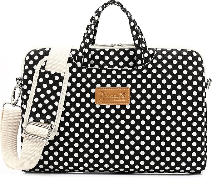 canvaslife Black dot Pattern 15 inch Waterproof Laptop Shoulder Messenger Bag Case With Rebound Bubble Protection for 14 inch-15.6 inch laptop 15 Case Bag