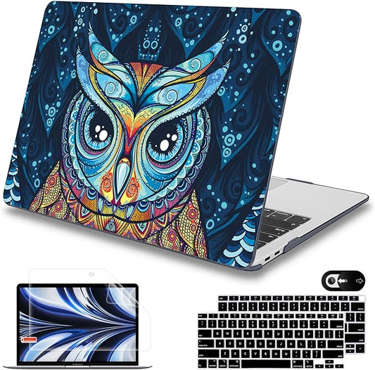 Mektron for MacBook 13 inch Air Case A2337 M1 2020 2019 2018 Release, Ultra Thin Plastic Hard Shell Cover for MacBook Air 13 inch A2179 A1932, Cute Owl