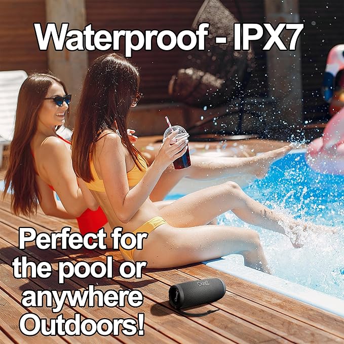 OontZ Cylinder- Portable Bluetooth Speaker, 14 Watts, Deep Bass, Hi-Quality Sound, 100 Ft Wireless Range, IPX7 Waterproof, Shower, Home, Outdoor, Pool (Black)