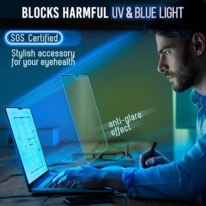 VINTEZ Magnetic Blue Light Screen Protector Compatible With MacBook Air 15" 2023, 2024, 2025, M2, M3 Anti Blue Light Blocking Filter for Laptop