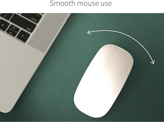 RENMTURE Dual-Sided Mouse Pad, Natural Cork & PU Leather Large Desk Pad for Office and Home Work, Desk Protector Non-Slip, Waterproof, Easy Clean (Dark Green, 32"x16")