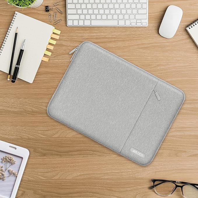 MOSISO Laptop Case 13.3 inch, 13-13.3 inch Laptop Sleeve Compatible with MacBook Air/Pro 13/Pro 14 M5 M4 M3 M2 M1, HP Dell ASUS Lenovo,Polyester Vertical Computer Sleeve Bag with Pocket, Gray