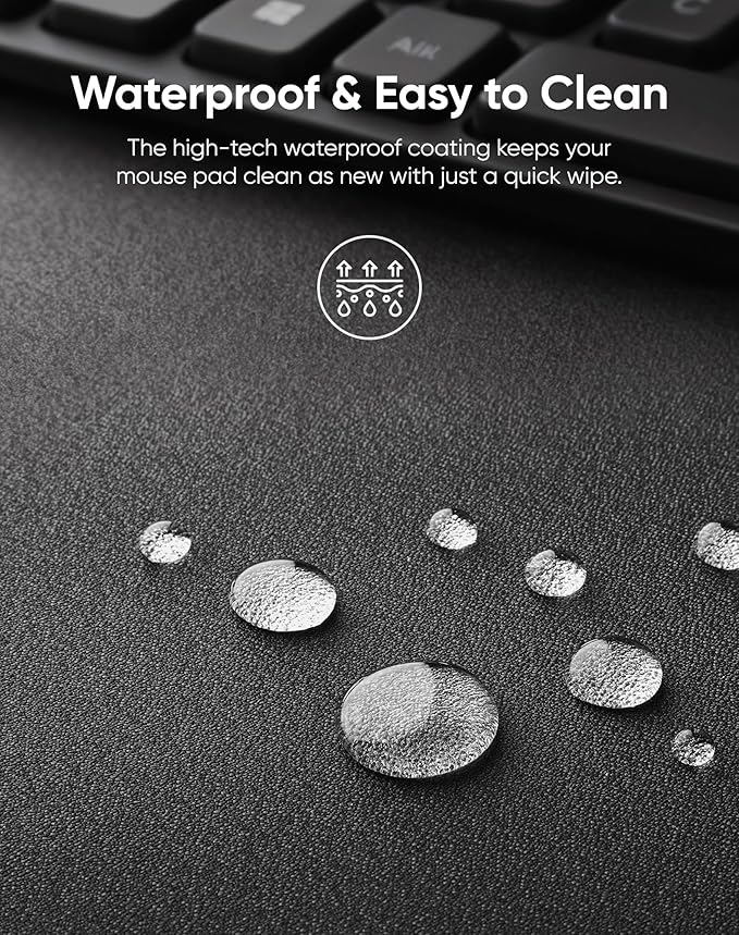 Waterproof Large Gaming Mouse Pad with Durable Stitched Edges, Non-Slip Rubber Base, Grainy Jacquard Mouse Mat Desk Pad for Home Office Gaming, 31.5''x11.8''x0.12'', Matte Black