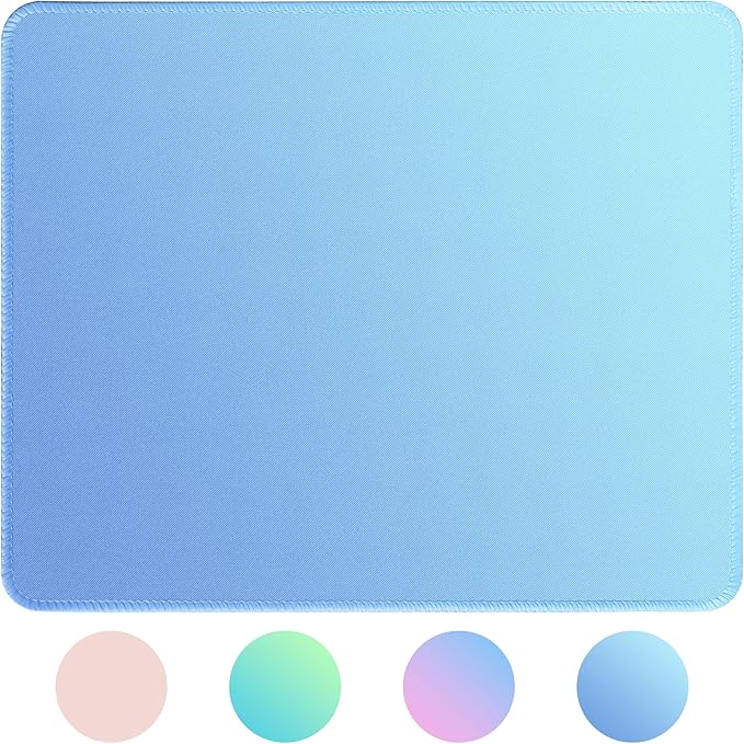 Bloss Small Mouse Pad for Gaming, Desk Pad Mat for Keyboard and Mouse, Gradient Blue Desk Mousepad with Stitched Edges, Computer Mouse Pad(11.8 x 9.8 x 0.12 Inches)