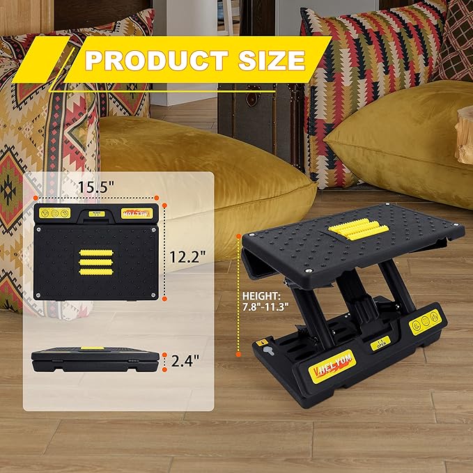 Foot Rest for Under Desk at Work,Height Adjustable Footrest,with Massage Roller and Thick Cushion,Ergonomic Foot Rest,for Car,Office,Computer,Gaming,Adjustable Metal Frame,All-Season Use