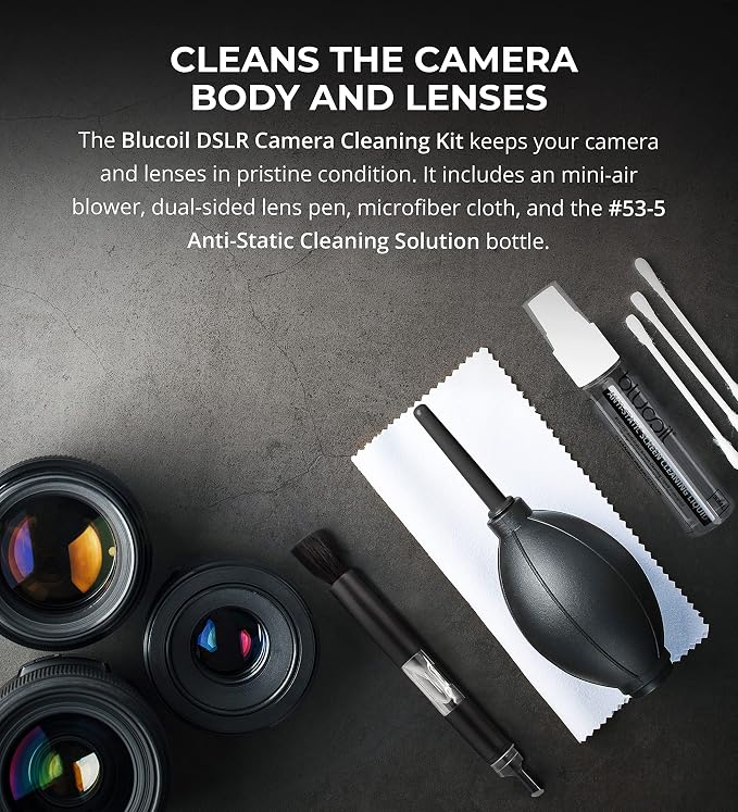 Blucoil Camera Cleaning Kit with Mini-Air Blower and Dual-Sided Lens Pen for DSLR, SLR, Mirrorless Digicam - Compatible with Canon, Nikon, Pentax, Sony, and More - Image 2