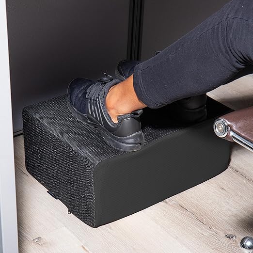 Mind Reader Foot Rest, Under Desk at Work, Ergonomic, Office, Memory Foam, 17" L x 12" W x 7" H, Black