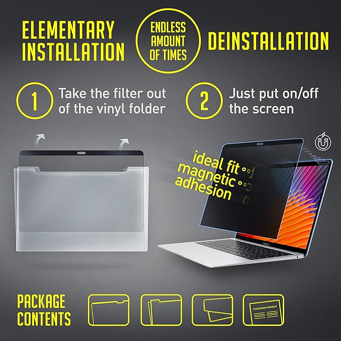 Magnetic Privacy Screen Compatible with MacBook Pro 13" 2016, 2017, 2018, 2019, 2020, 2021, 2022, 2023, M1, M2 Anti-Blue Light Laptop Screen Protector Filter Blue Light Blocking Filter