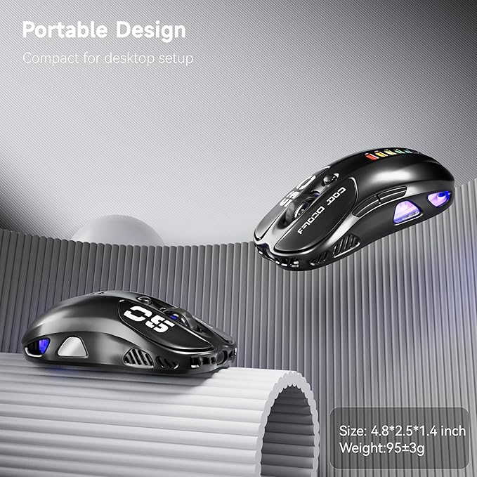 Uciefy Wireless Bluetooth Mouse, Dual Mode (BT5.1&2.4GHz) Rechargeable LED Wireless Mouse, Computer Mice for Laptop/PC/Mac -Black