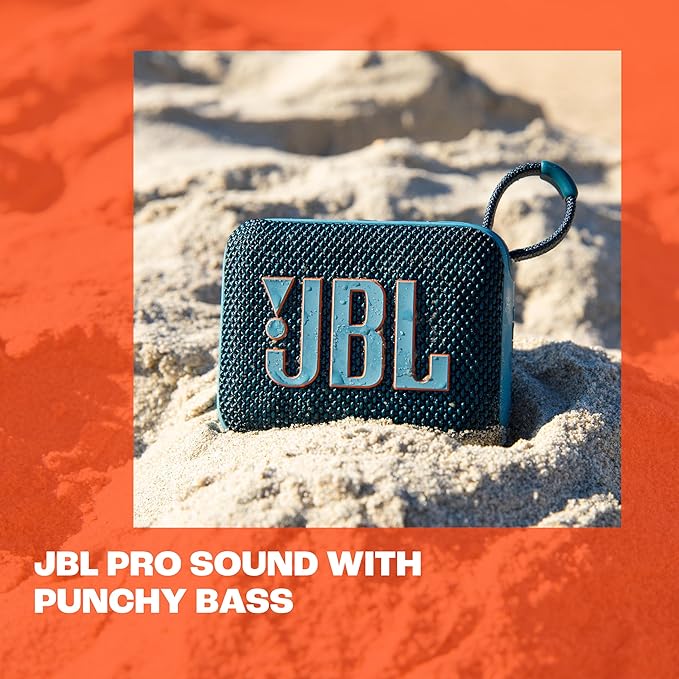 JBL Go 4 - Ultra-Portable, Waterproof and Dustproof Bluetooth Speaker, Big JBL Pro Sound with Punchy bass, 7-Hour Built-in Battery, Made in Part with Recycled Materials (White)