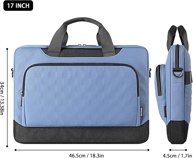 DOMISO 17-17.3 inch Laptop Sleeve Business Briefcase 17 inch Laptop Bag Waterproof 17 inch Laptop Case for Men Women Business Office Work Computer Bag Blue