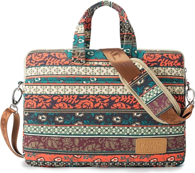 Kinmac New Bohemian 360° Protective Water-Resistant Canvas Laptop shoulder Messenger Sleeve Briefcase case Bag For MacBook Pro 16 inch,LG Gram 16 inch and 15 inch-15.6 inch Laptop