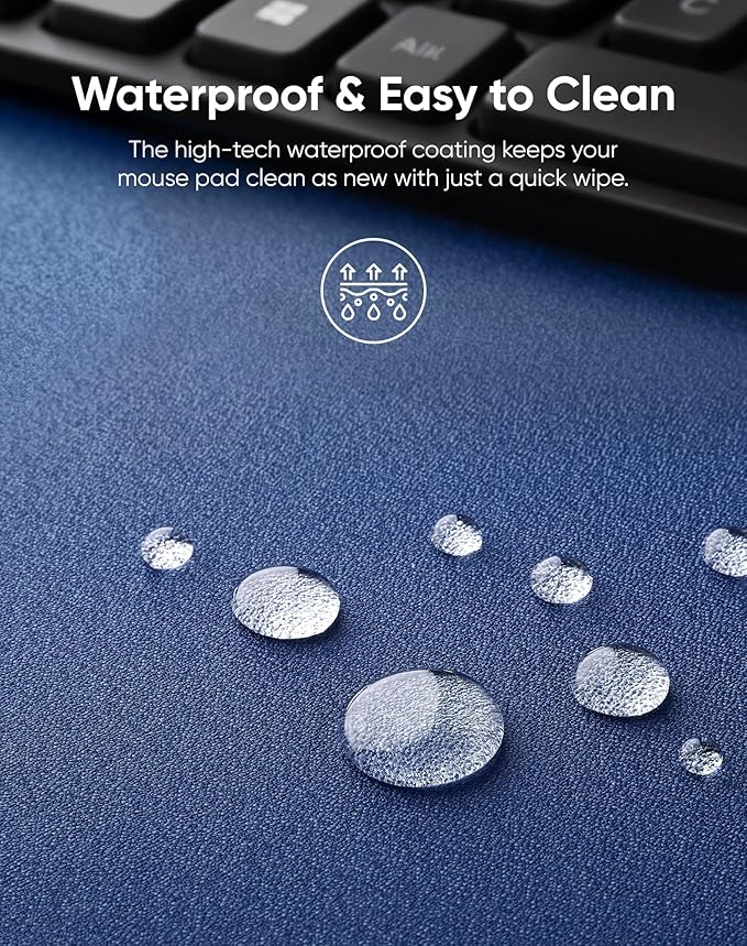 Waterproof Large Gaming Mouse Pad with Durable Stitched Edges, Non-Slip Rubber Base, Grainy Jacquard Mouse Mat Desk Pad for Home Office Gaming, 35.4''x15.7''x0.12'', Matte Gray