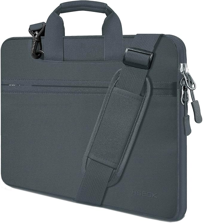 Hseok 17.3 Inch Laptop Shoulder Bag, Water-Resistant & Shockproof Protective Computer Case Compatible with 17.3 inch Dell Asus HP Lenovo Acer MSI Notebooks,Dark Gray