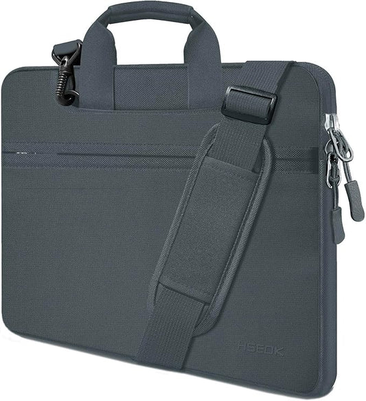 Hseok 17.3 Inch Laptop Shoulder Bag, Water-Resistant & Shockproof Protective Computer Case Compatible with 17.3 inch Dell Asus HP Lenovo Acer MSI Notebooks,Dark Gray