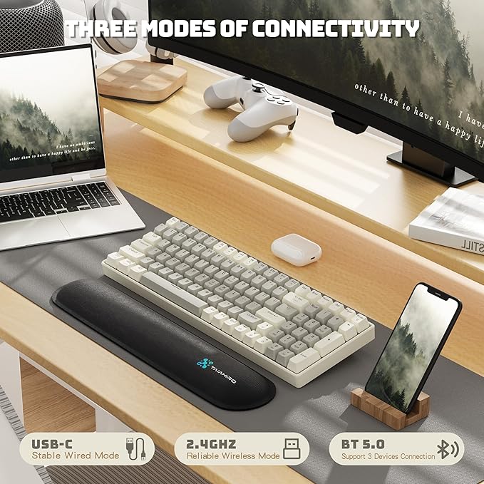 Wireless Mechanical Keyboard, 100-Key 96% Layout Gaming Keyboard with Wrist Rest, Hot-Swappable Silent Linear Switches, Tri-Mode BT/2.4G/USB-C, LED Backlit, 3000mAh Battery for Windows and Mac