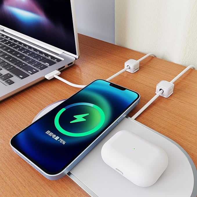 Cord Organizer Holder, 8 Pack Magnetic Desk Cable Clips Management, Hide Phone Charging Cable Keeper, Strong Adhesive Wire Charger Holder for Nightstand, Kitchen Appliances, Office Supplies - Image 2