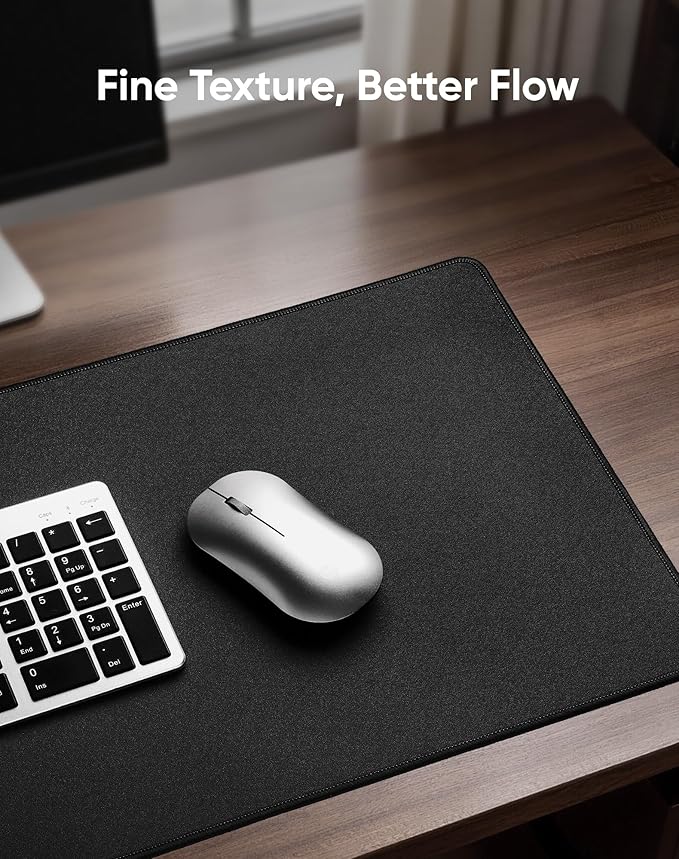 Waterproof Large Gaming Mouse Pad with Durable Stitched Edges, Non-Slip Rubber Base, Grainy Jacquard Mouse Mat Desk Pad for Home Office Gaming, 27.6"x11.8"x0.12", Matte Black