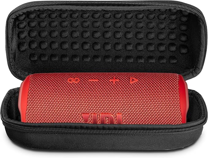 JBL Flip 6 Portable Wireless Speaker | Deep Bass Sound, IP67 Waterproof Rating | Bluetooth Audio for Outdoor, Travel, Beach, Hiking, and Home Use (Red) with Travel Case + Microfiber Cloth